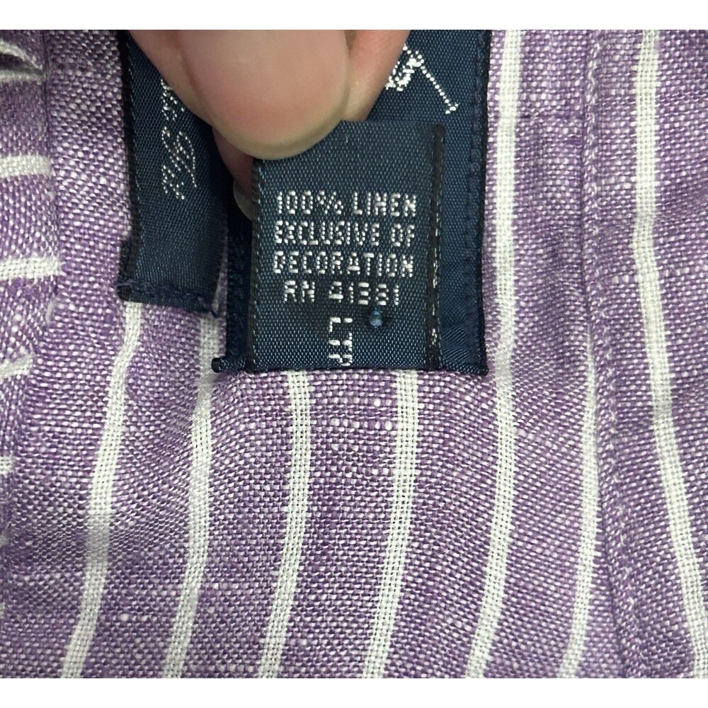 Ralph Lauren Shirt Mens 2XL Linen Purple White Pinstripe Short Sleeve Summer - Picture 4 of 7